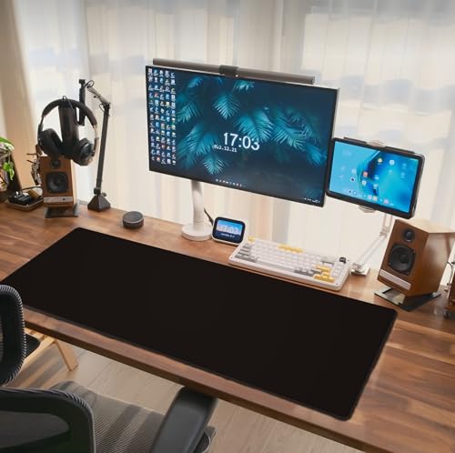 Black Mouse Pad Extended Large Gaming Mousepad XL Big Long Oversized Desk Mat Stitched Edges 31.5 X 11.8 Inch for Home Office - color: Black4