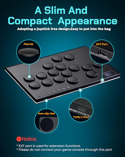 Sehawei Haute42 Leverless Arcade Stick 16Keys All-Button Controller with Custom RGB & Turbo Functions,Arcade Fighting Stick Compatible with PC/Ps3/Ps4/Switch/Steam-Supports SOCD - color: M16 Black