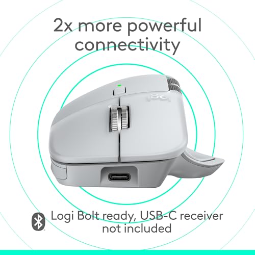 Logitech MX Master 4 for Mac, Ergonomic Bluetooth Mouse with Advanced Performance Haptic Feedback, Ultra-Fast Scrolling, USB-C Charging, MacOS, iPadOS, Windows - White Silver - color: White Silver