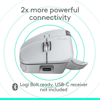 Logitech MX Master 4 for Mac, Ergonomic Bluetooth Mouse with Advanced Performance Haptic Feedback, Ultra-Fast Scrolling, USB-C Charging, MacOS, iPadOS, Windows - White Silver - color: White Silver