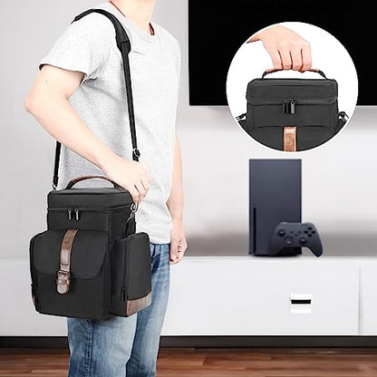 LoDrid Game Console Carrying Case Compatible with Xbox Series X, Bag Only | Storage Travel Case with Multiple Pockets for Controllers, Cables, Portable Hard Disk, and Other Accessories, Patent Design