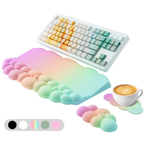 Ergonomic Wrist Rest for Keyboard, Soft Memory Foam Cloud Keyboard Stand | Keyboard Riser Holder with Wrist Pad, Desk Cushion, Easy Typing, Pain Relief, Comfort for Computer Laptop Mac - Rainbow - color: Rainbow