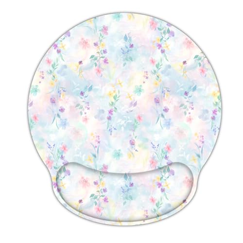 Laptop Computer Gaming Mouse Pad with Wrist Rest Support,Ergonomic Memory Foam Mouse Mat,Non-Slip Rubber Base Office Work Desk Pad,Comfortable & Pain Relief (Colorful Flowers) - color: Colorful Flowers