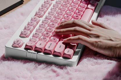 ZORNHER ZH980 Foundation Mechanical Keyboard,95% Pink& White Creamy Keyboard with Number Pad,Cute Jelly MOA Profile Keycaps,Creamy Sounding Linear Switches,Hot-Swappable,RGB Backlit - color: Pink Foundation-White Case, size: Creamy Switch