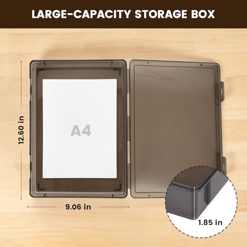Board Game Storage, 3 Pack Stackable Board Game Storage Box with Snap Tight Latch Lid, Plastic Case Bin for Games Puzzle Magazine A4 Paper Craft Hobby (Black) - color: Translucent Black