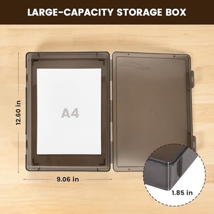 Board Game Storage, 3 Pack Stackable Board Game Storage Box with Snap Tight Latch Lid, Plastic Case Bin for Games Puzzle Magazine A4 Paper Craft Hobby (Black) - color: Translucent Black