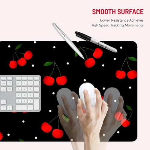 Mousepad Desk Mat Gaming Large Keyboard Cute Office Desktop Computer Laptop Cherry XXL Long Giant Big Kawaii Aesthetic Girly Pretty Design Women Girl Gamer Oversized Wide 30x12'' Mousepad - color: Cherry