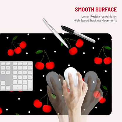 Mousepad Desk Mat Gaming Large Keyboard Cute Office Desktop Computer Laptop Cherry XXL Long Giant Big Kawaii Aesthetic Girly Pretty Design Women Girl Gamer Oversized Wide 30x12'' Mousepad - color: Cherry