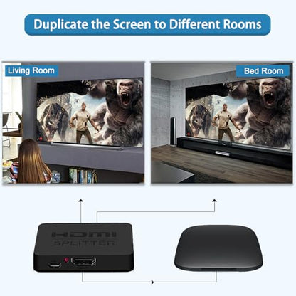 AKWOR HDMI Splitter 1 in 2 Out for Dual Monitors, 4K Dual HDMI Adapter Extender for 2 Monitors- Copy 1 Source to 2 Displays at The Same Time - style: Splitter