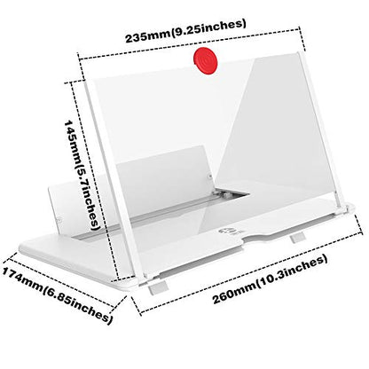 Screen Amplifier Magnifier, New Generation Phone Holder Screen Amplifier, 3D HD Video and Gaming Phone Projector-with Foldable Phone Stand, Supports All Smartphones - color: White