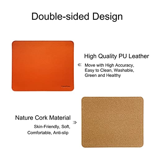 Leather Double Side Mouse Pad With Stitched Edge - Waterproof Ultra Thin for Computers, Laptop, Office & Home, 10.2 x 8.3 Inch, 1 Pack (Orange) - color: Orange