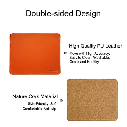 Leather Double Side Mouse Pad With Stitched Edge - Waterproof Ultra Thin for Computers, Laptop, Office & Home, 10.2 x 8.3 Inch, 1 Pack (Orange) - color: Orange