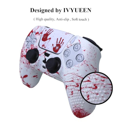 IVYUEEN Anti-Slip Printing Protective Skin for PlayStation 5 PS5 Controller Graffiti Blood Silicone Case for DualSense Wireless Controller with Touch Pad Sticker Accessories