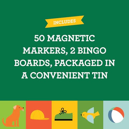 Petit Collage: Magnetic Bingo - in The Park | Outdoor Bingo Set, Find the Items at the Park | Includes Travel Tin for On-the-go Play| Great for Kids 4+
