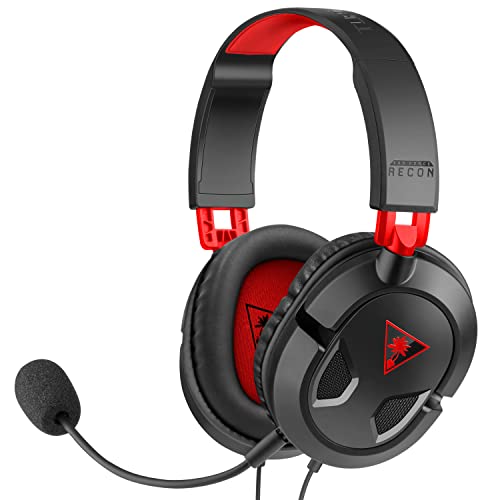 Turtle Beach Recon 50 Wired Multiplatform Gaming Headset for PC, PS5, Xbox | PlayStation, PS4, Xbox Series X|S, PC Splitter Cable, Removable Mic, 40mm Speakers, In-Line Controls, Lightweight, Black Red - color: Black / Red
