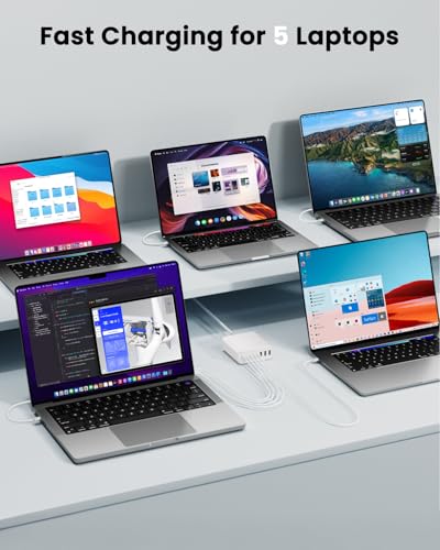 500W USB C Charger Block, 8-Port USB C Charging Station Fast Charging PD 120W PC Laptop Charger Adapter Compatible with MacBook Pro/Air/All iPad,DELL, iPhone 16/15/14/13/Pro Max/Galaxy - color: WHITE