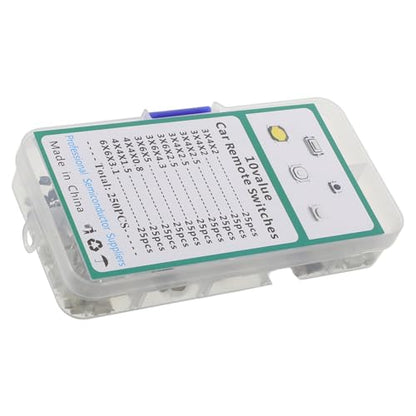 Cabilock 250pcs Micro Switch Kit Momentary Tactile Push Buttons for Car Arcade Game Parts Replacement Plastic Car Switches