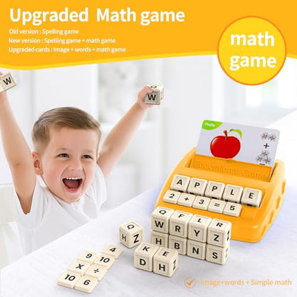 DEGIDEGI Educational Toys for Kids Ages 3-8, Matching Letter Spelling Game ABC Math Learning, Xmas Birthday Party Gifts for 3 4 5 6 7 8 Year Olds Boys and Girls Yellow - color: Yellow