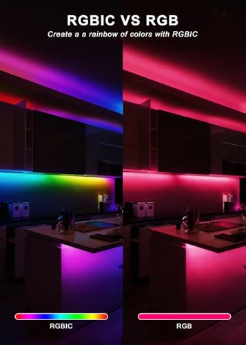 32.8FT Neon Rope Lights,Flexible RGB+IC LED Strip Lights,Remote Control,Multiple Modes,for Living Room,Bedroom,Holiday Decoration - size: RGBIC-10M