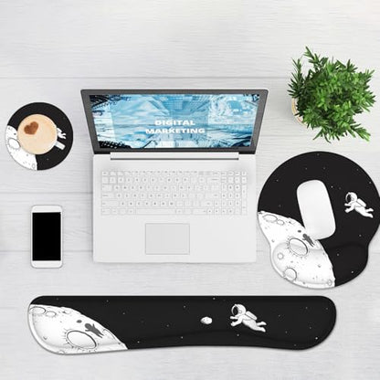 Ergonomic Mouse Pad with Wrist Rest and Keyboard Wrist Rest, Mousepad and Wrist Rest for Computer Keyboard, Pain Relief, Non-Slip Rubber Base, Mouse Pad with Wrist Support for Gaming, Astronaut - color: Astronaut