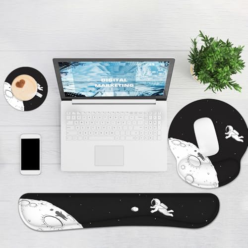 Ergonomic Mouse Pad with Wrist Rest and Keyboard Wrist Rest, Mousepad and Wrist Rest for Computer Keyboard, Pain Relief, Non-Slip Rubber Base, Mouse Pad with Wrist Support for Gaming, Astronaut - color: Astronaut