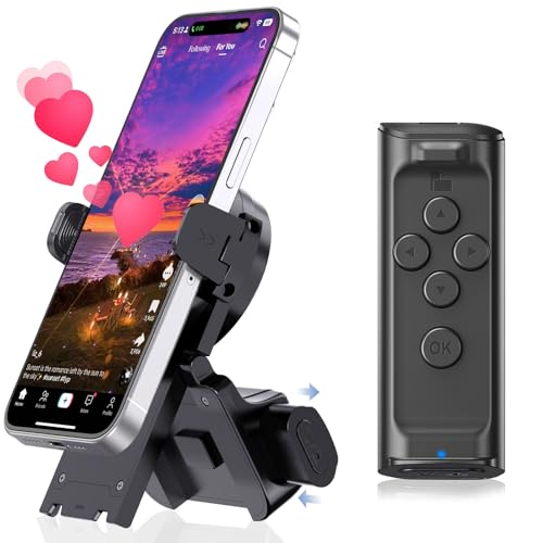 MILOUZ Remote Control Scrolling for Tiktok with Phone Stand,Page Turner for Kindle App E-Book,Bluetooth Camera Shutter Remote for iPhone, Android,iOS,iPad,Tablet (Black) - color: Black