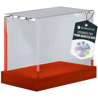 PKMN Booster Box Case Acrylic Display - Booster Box Protector Case - 8mm + 5mm Acrylic 5x3mm Magnets - Compatible with PKMN Booster Boxes (Red Base) - color: Red Base