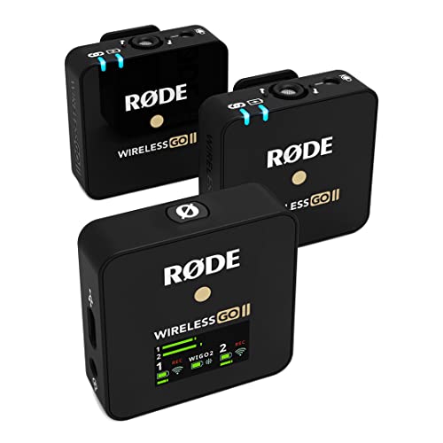 RØDE Wireless GO II Ultra-compact Dual-channel Wireless Microphone System with Built-in Microphones, On-board Recording and 200m Range for Filmmaking, Interviews and Content Creation - color: Black, style: WIGO II