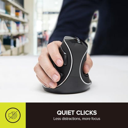 DELUX Ergonomic Vertical Mouse, Wireless Ergo Mouse for Large Hands, 2.4G Connection, Silent Clicks, Up to 1600 DPI,6 Buttons, Removable Wrist Rest, Compatible with Laptop/PC (M618Plus Wireless-Black) - color: 2.4G Wireless