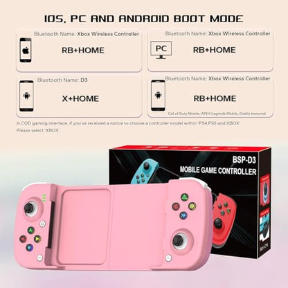 Megadream Mobile Game Controller Gamepad for iPhone iOS Android PC: Works with iPhone 17/16/15/14/13/12/11/X, iPad, Samsung Galaxy, TCL, Tablet, Call of Duty, Roblox - Directly Play (Pink) - color: Pink
