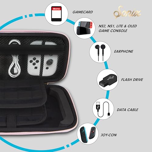 Sonix Carrying Case for Nintendo Switch 2, Switch 1, Lite, OLED, Protective Travel Case with Game Cartridge Storage | Wine All Day - color: Wine All Day