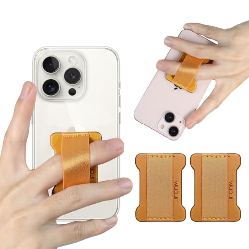 Universal Phone Grip for Smartphones - Phone Holder for Hand for Back of Phone - Wireless Charging Compatible (Brown) - 2Pack - color: Light Brown