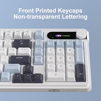 MageGee GK960 Wireless Keyboard, 98 Keys Tri-Mode BT/2.4G/Wired Membrane Gaming Keyboard, RGB Creamy Keyboard with Number Pad, Knob Control, 4000mAh Battery - Blue & White - color: Blue & White