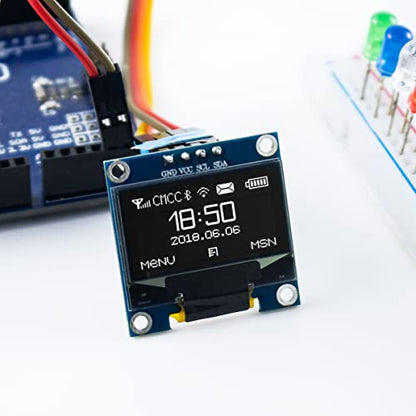Hosyond 5 Pcs 0.96 Inch OLED I2C IIC Display Module 12864 128x64 Pixel SSD1306 Mini Self-Luminous OLED Screen Board Compatible with Arduino Raspberry Pi (White) - color: White