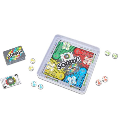 Magnetic Game Travel Set for Kids - Bundle with 2 Travel Games in Tin Featuring Sorry, Guess Who Plus Stickers, More | Hasbro Travel Games for Kids 8-12