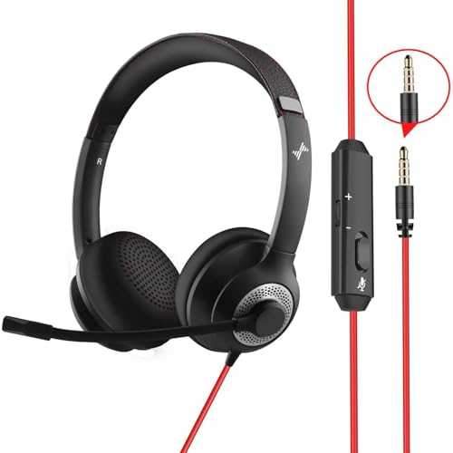 JIAMQISHI USB Headset with Mic for PC, On-Ear Computer Laptop Headphones with Noise Cancelling Microphone Control for Home Office Online Class Skype Zoom (3.5mm, Black) - color: Black, style: 3.5mm