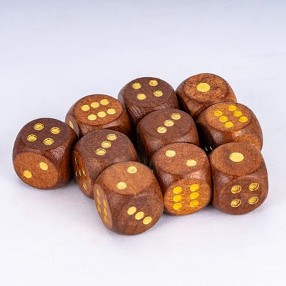 10PCS 6 Sided Dice Set 16mm Wooden D6 Game Dice for DND Board Games | Leather Storage Bag, DM Gift, for Dungeons and Dragons Role Playing Games - color: D6-brown G