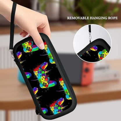 PPIKTC Game Carrying Bag Compatible with Nintendo Switch, Video Game Gaming Portable Game Pouch with 15 Games Cartridges and Protective Hard Shell Case - color: Design (217)