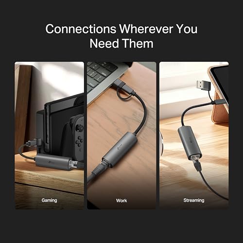 TP-Link 2-in-1 USB 3.0 & USB C to Ethernet Adapter, RJ45 Gigabit LAN, Plug & Play, Aluminum Case, Ethernet Adapter for Laptop, Thunderbolt 4/3 Compatible with Windows, Mac/iPad OS & More (UE310C) - style: USB C&A 2in 1