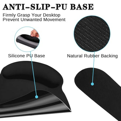 Britimes Black Keyboard Mouse Pad Set Black 4 in1 Large Mousepad+Keyboard Wrist Rest+Mouse Wrist Rest+Coaster Ergonomic Design for Home Office Computer 35.4x15.7Inches - color: BLACK