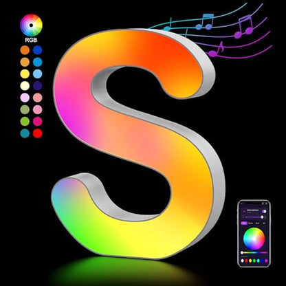 OJQ Light Up Letters LED Letter Room Decor Wall Decor Living Room Gifts | Boyfriend Home Decor Living Room Christmas Birthday Gifts for Girl Teen Girls Gifts Party Home Wall Decor-S - style: Letter-S