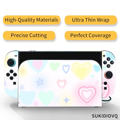 for Nintendo Switch 2 Skin Wrap Cover Decal Sticker Wrap Vinyl Mixed-Color Pattern (Heart Pattern) - color: Heart pattern