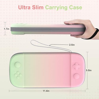 STARTRC GAMES Slim Carrying Case for Nintendo Switch 2 2025, Hard Shell Travel Case with 12 Game Card Slots, Portable Carry Bag for Switch 2 Console Pink & Green - color: Pink & Green