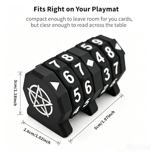 Board Game Life Counter, 4-Digit Wheel Trackers for 0-9999 Single Player and 0-99 Dual Player Modes, MTG Life Counter, Professionally Made for TCG, DND, RPGs, and MTG, Card and Tabletop Games (Black) - color: Black