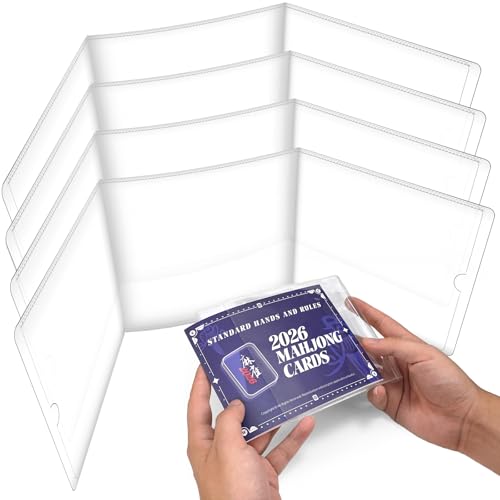 2025-2026 Mahjong Card Sleeve Holder, Fit Large Print Size(6 1/8”x4 3/4”), Durable Protective Cover Holder, Mahjong Card Protector Set (Transparent -4Pack) - style: Transparent -4Pack