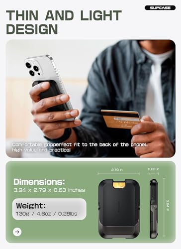 SUPCASE for MagSafe Wallet with Stand, Magnetic Wallet for Men Women, [Hold 6 Cards] [RFID Blocking] [Strong Magnetic Lock] Phone Stand Card Holder for iPhone 17/16/15/14/13/12 Series, Carbon Black - color: Carbon Black
