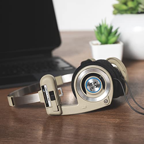 Koss Porta Pro Limited Edition Retro Style On-Ear Headphones, Rhythm Beige | In-Line Microphone, Volume Control and Touch Remote, Includes Hard Carry Case, Wired 3.5mm Plug - color: Rhythm Beige