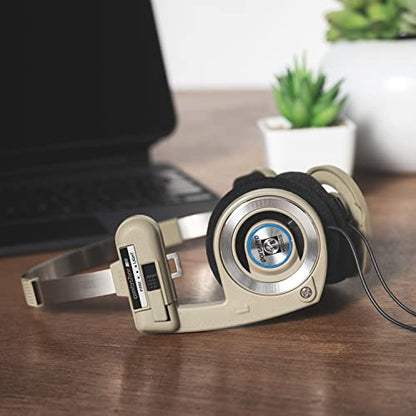 Koss Porta Pro Limited Edition Retro Style On-Ear Headphones, Rhythm Beige | In-Line Microphone, Volume Control and Touch Remote, Includes Hard Carry Case, Wired 3.5mm Plug - color: Rhythm Beige