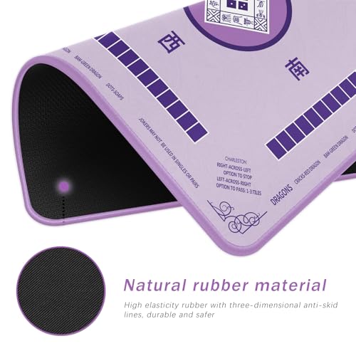 2F22E Mahjong Mat, Noise Reduction Non-Slip Mahjong Mat for Table, 32.4 * 32.4 Inch Mahjong Table Mat for Poker, Board Games Table Mat, Card Games, Tile Games, Dominoes(Purple) - color: Purple