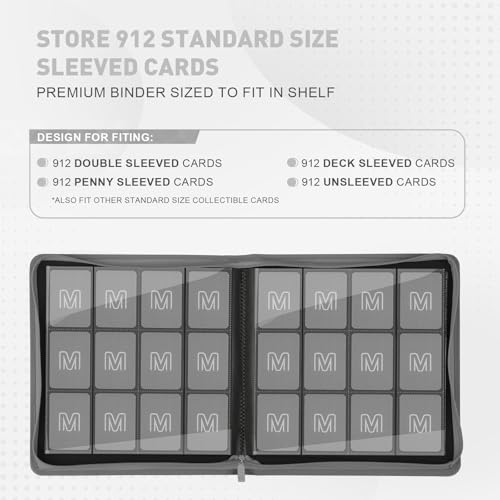 Premium Card Binder 12 Pocket for 720 Pockets Trading Card Binder, PU Zipper Card Collection Album, Sturdy Side-Loading Card Book Holder for MTG, TCG, Game Cards, Sports Cards - color: 12 Deep gray